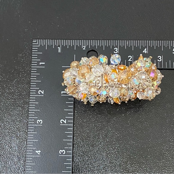 Vintage Citrine/Clear Crystal Beads Expandable Bracelet - Picture 8 of 12